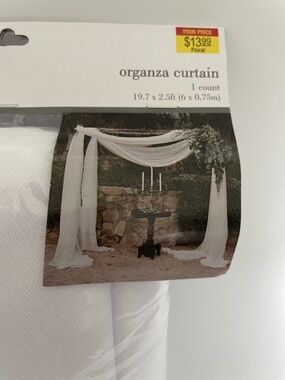 NWT Lot of 2 Studio His & Hers White Organza Curtains 19.7x2.5 Ft Sheer Panels